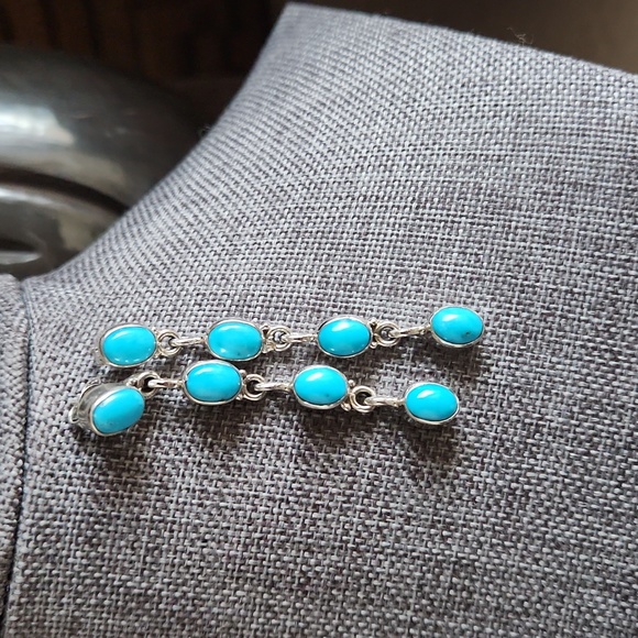 Stunning NWOT Native American Navajo Turquoise 4 Stone Dangle Earrings 🩵🎁❤️ - Picture 9 of 12